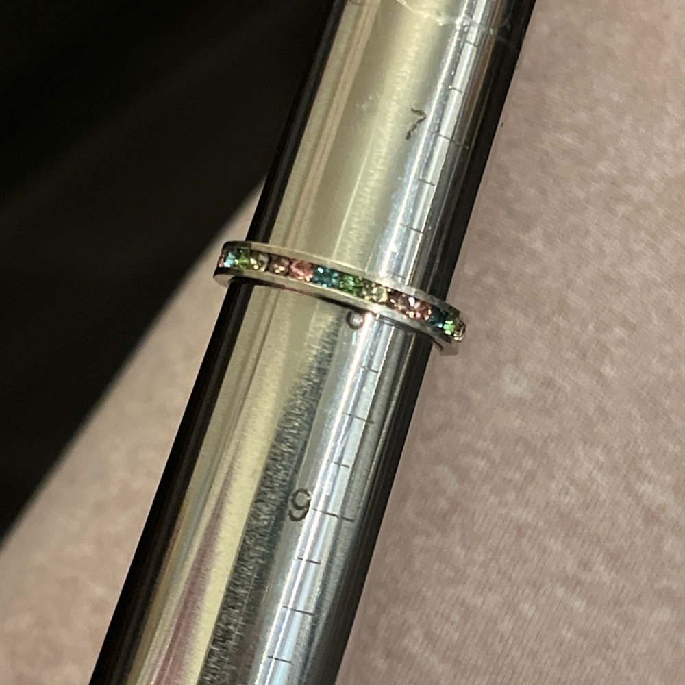 Sterling + Multi-Color Crystal gems Eternity band - Picture 4 of 4